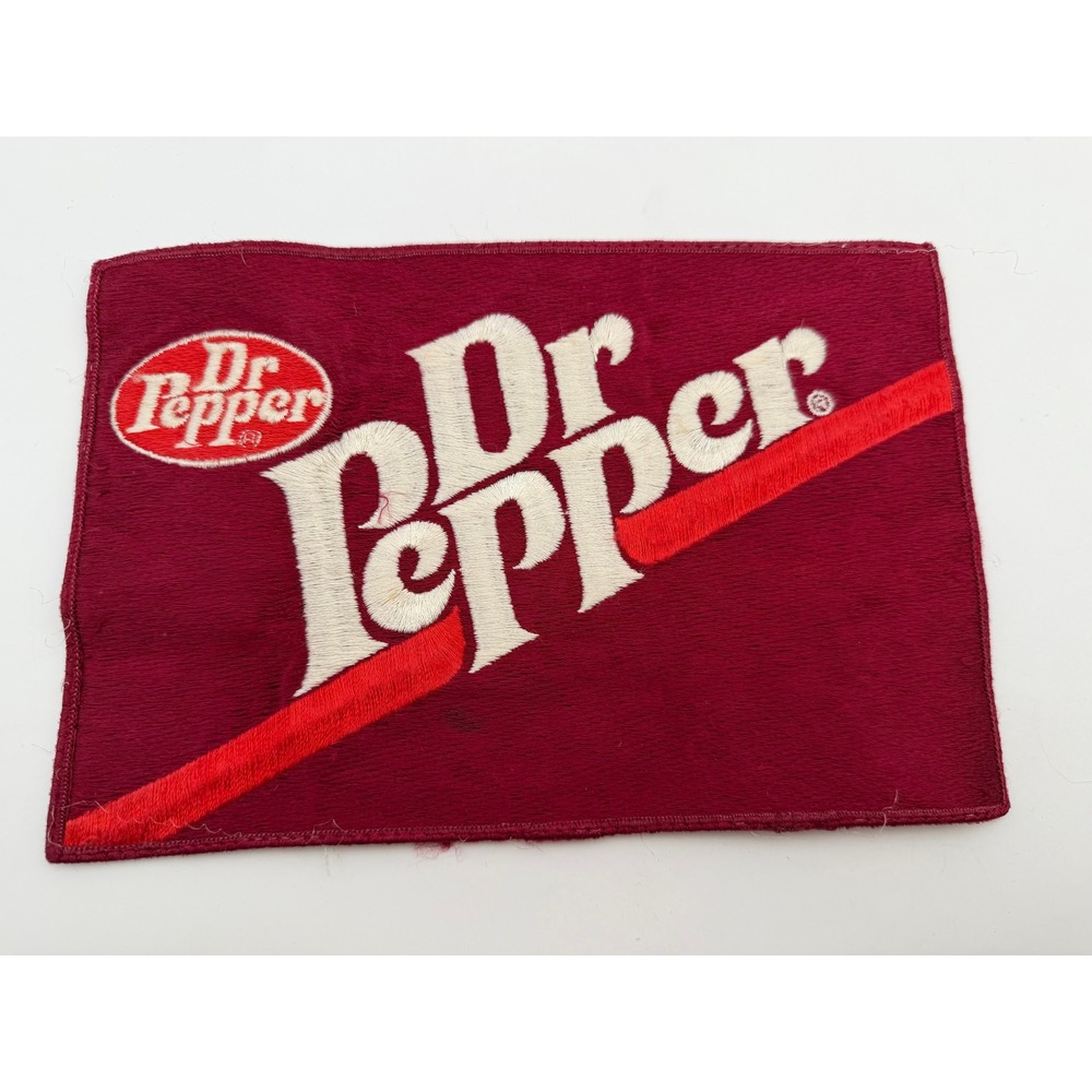 Vintage Dr Pepper Embroidered Patch Large Logo Maroon Soda Advertising F521